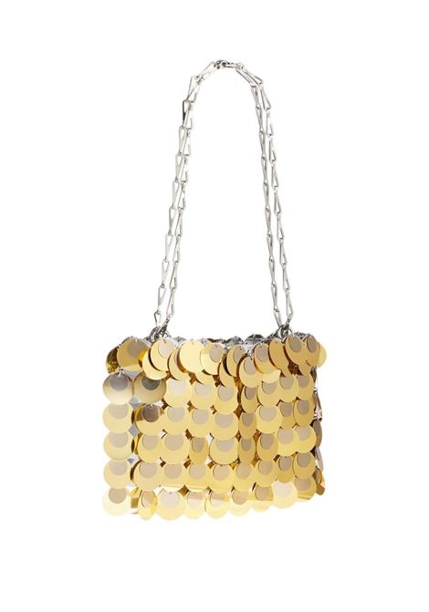Borsa a tracolla decorata con paillettes a catena color oro RABANNE | 23SSS0093PLX100M797